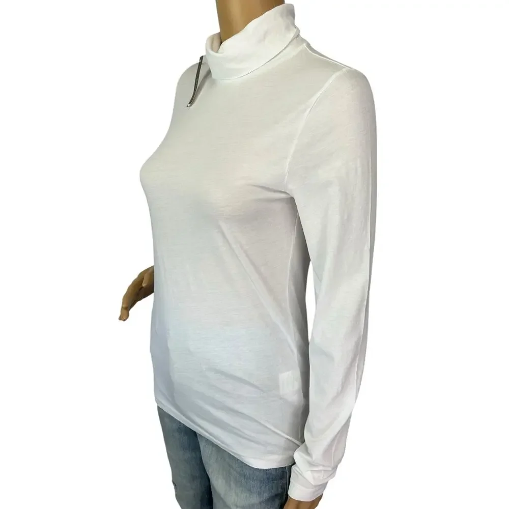 NWT J. Crew Tissue Turtleneck Top White Long Sleeve Lightweight Classic Size S - Picture 6 of 13